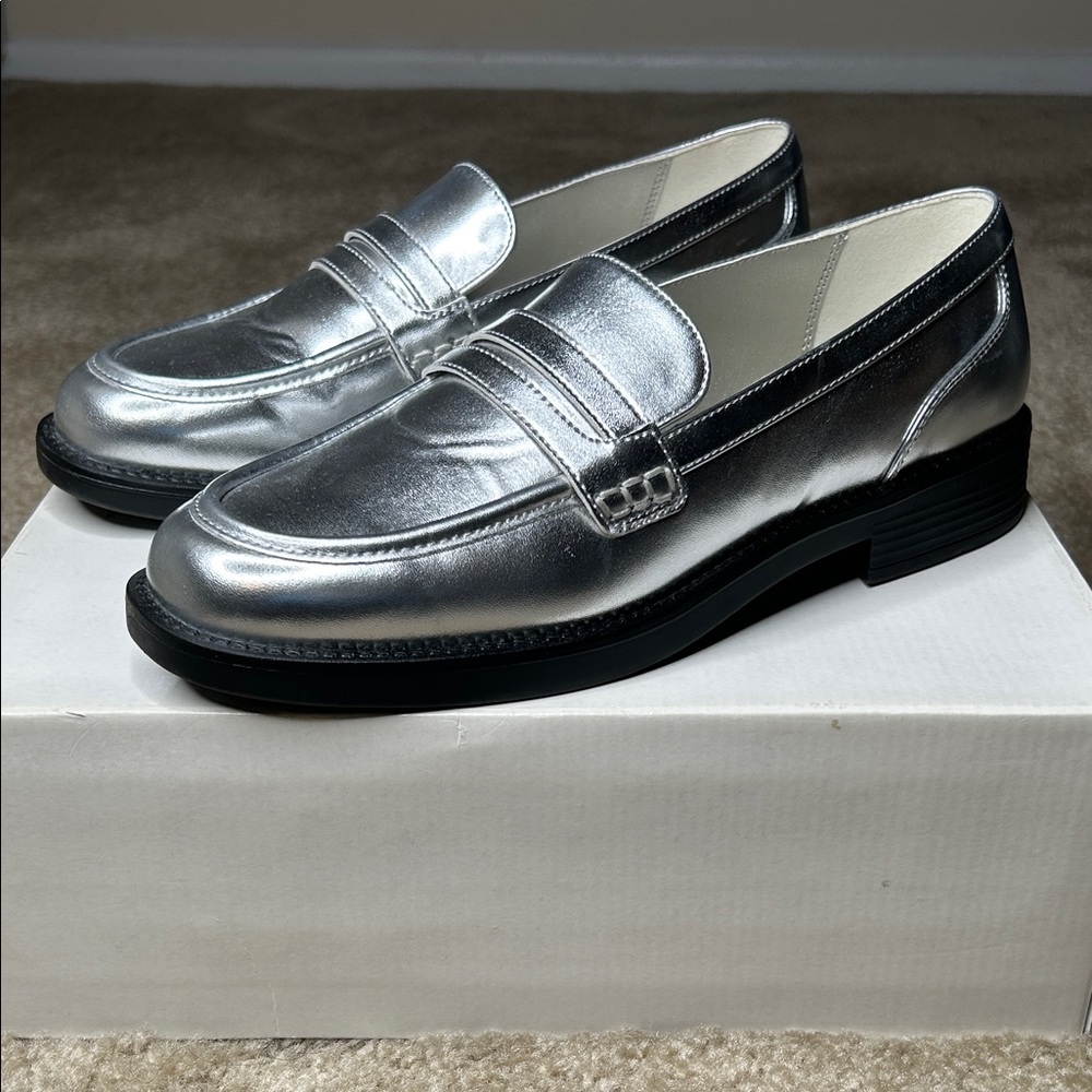 GAP Metallic Silver Vegan Loafers